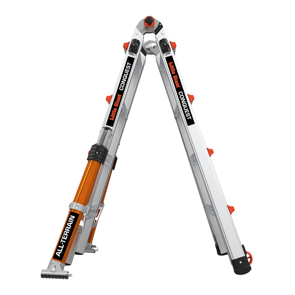 CONQUEST 2.0 EN 131 - 150 kg Rated, Aluminum Articulated Extendable Ladder with ALL-TERRAIN Outriggers