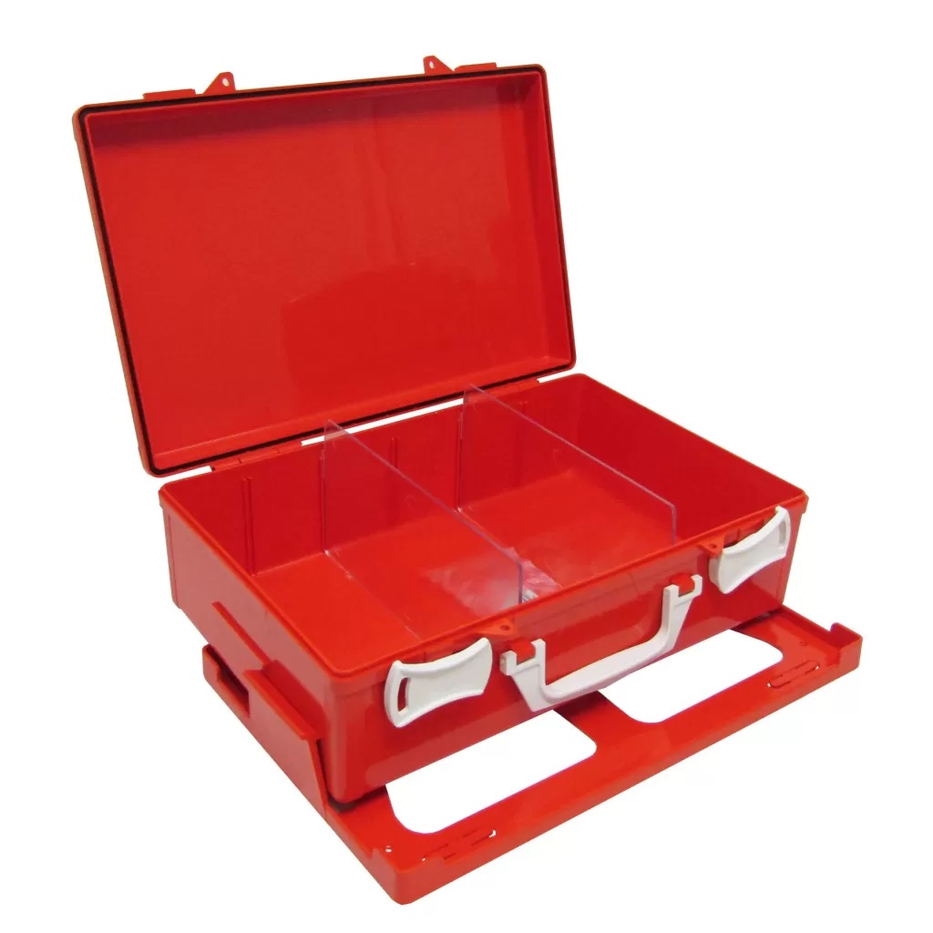 02.02.0050 Plastic box for first aid kit orange color with mount bracket (Empty)