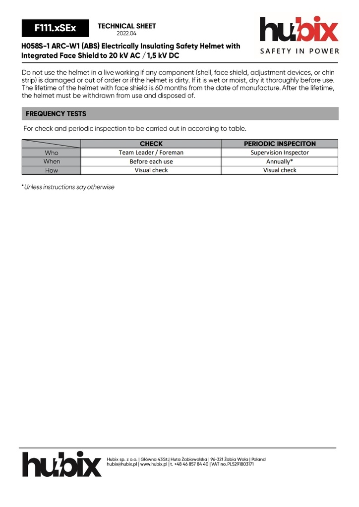 SECRA-1 Electrically insulating helmet with face shield APC 1,  Class E (20 kV AC), Class 0 (1000 V AC/1500 V DC)