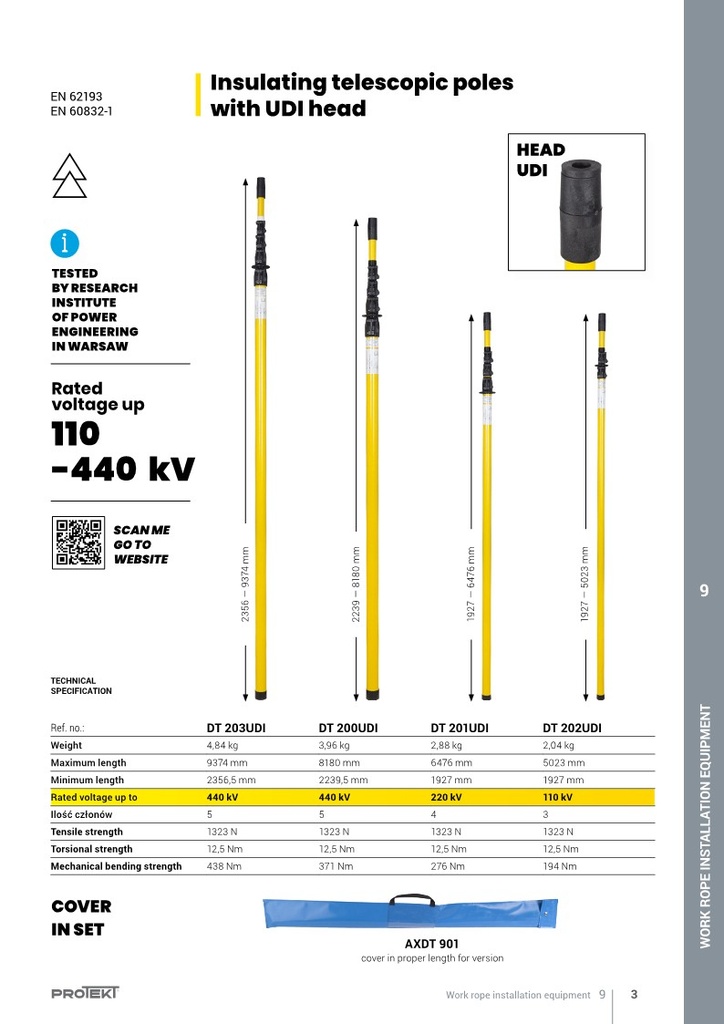 DT 20 UDI Insulating telescopic poles with UDI head