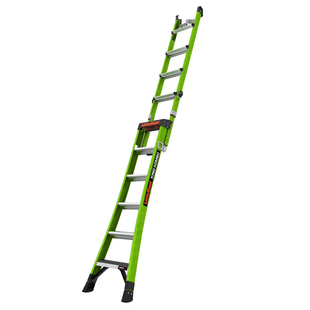 KING KOMBO XT 2.0 KING KOMBO XT, 6' - 170 kg Rated, Fiberglass 3-in-1 Extendable All-Access Combination Ladder with GRIP-N-GO Single-Hand Release Hinge, Rotating Wall Pad, V-bar, GROUND CUE, and Heavy-Duty Feet