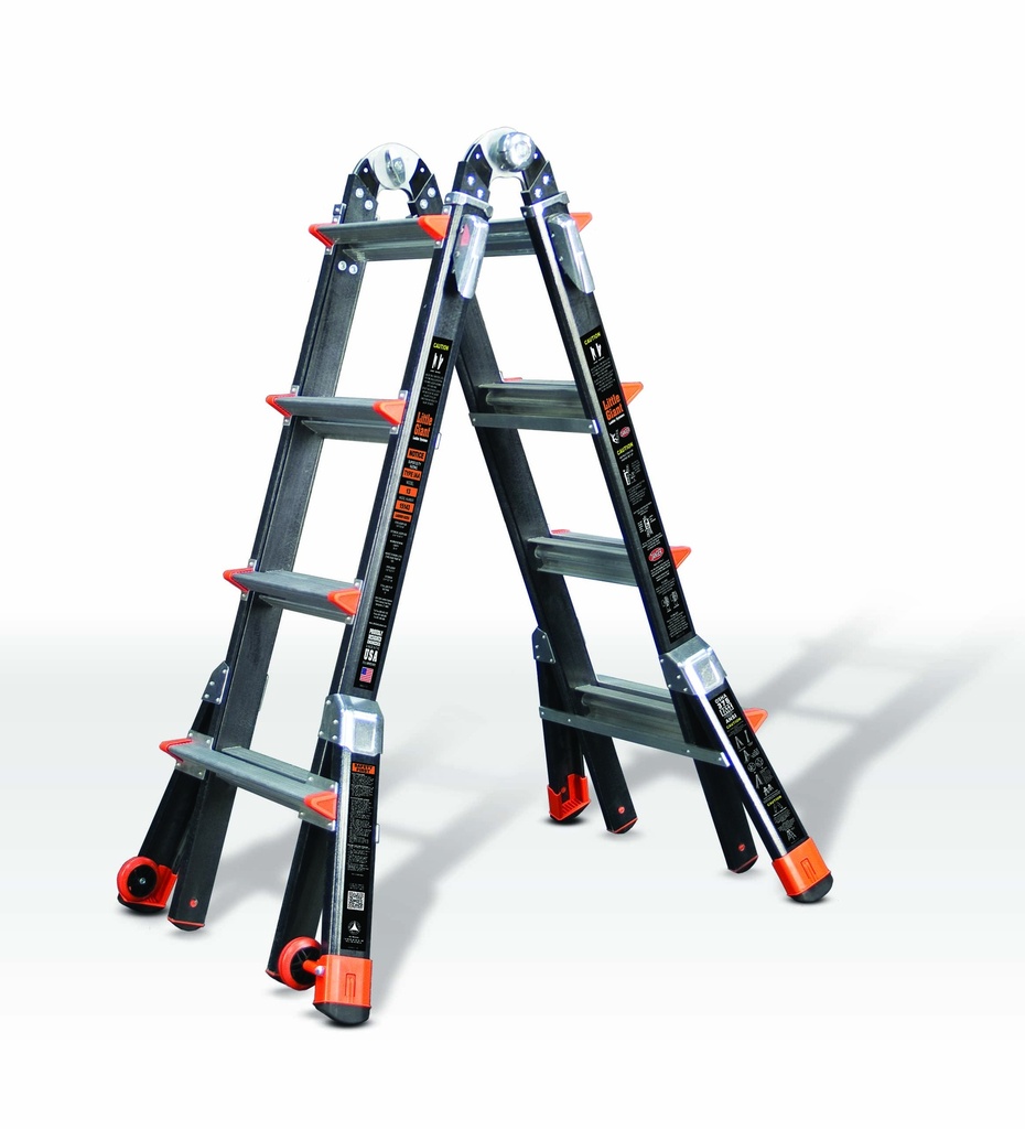 15147EN DARK HORSE, 4 x 4 Model - EN 131 - 150 kg Rated, Fiberglass Articulated Extendable Ladder
