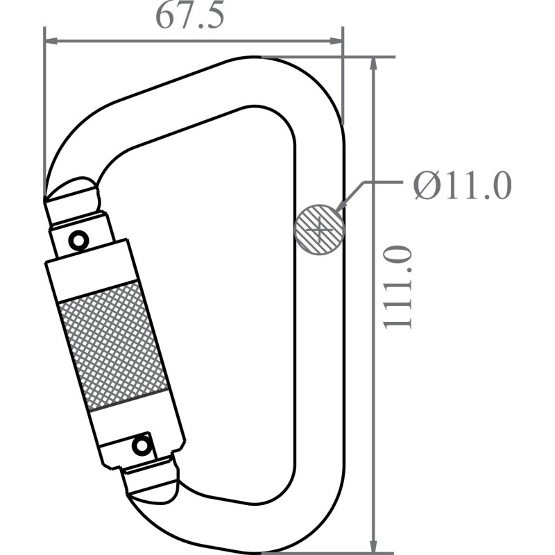 FA5020122B  Quarter Turn Lock Aluminium karabiner Keylock type