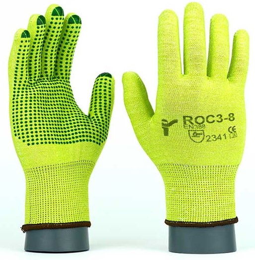 ROC3V Gloves PA/PES/Glass, PVC dotted
