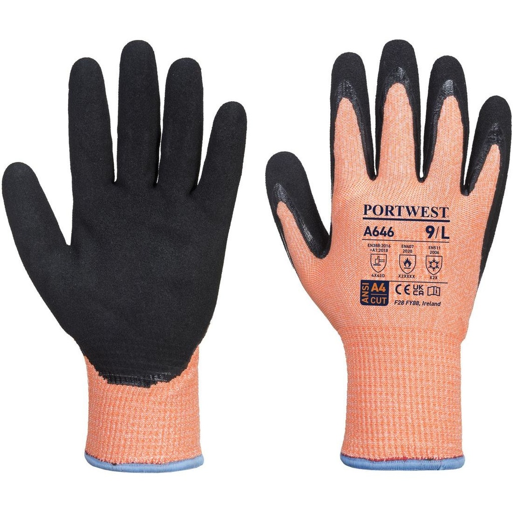 A646 Cut D13 Sandy Nitrile Coating Winter Glove, Cut (D)
