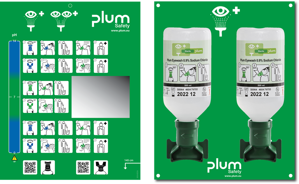 4694 Station with 2x500ml Plum Eye Wash+ wall mount+ mirror+ pictogram