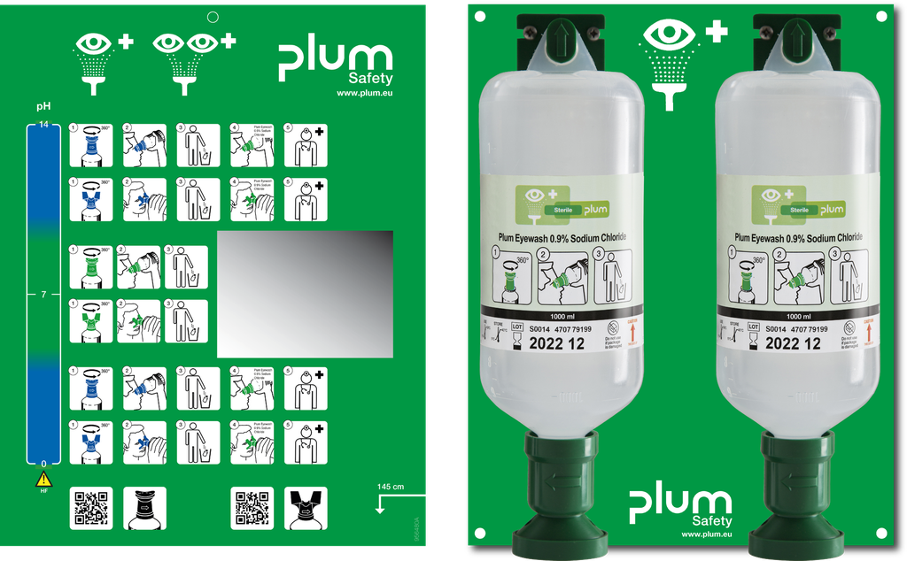 4708 Station MAXI with 2x1000ml Plum Eye Wash+ wall mount+ pictogram