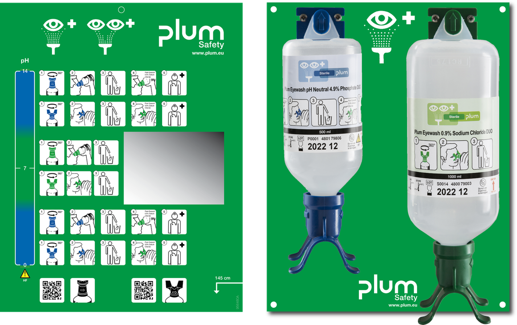 4803 Combi-Σταθμός DUO με 1x500ml pH Neutral DUO+ 1x1000 Plum DUO Πλύσιμο ματιών