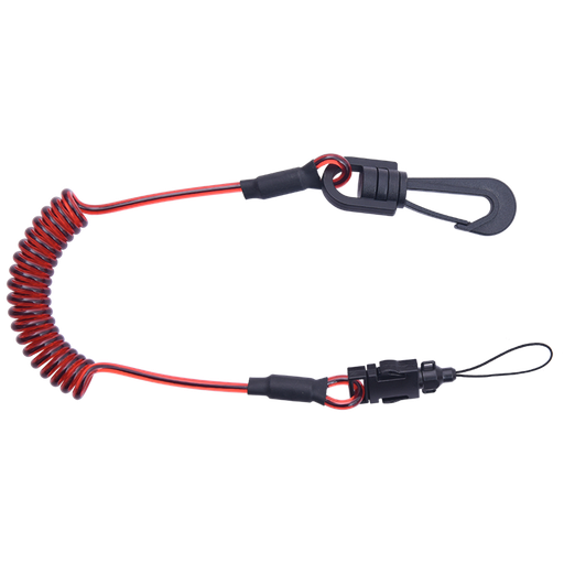 [TS9000112] TS9000112 Coil tool lanyard with a swivel connector and a detachable attachment loop