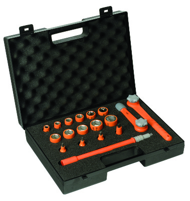 [MS89V01] MS89V01 1000V Insulated socket set 3/8&quot; - 18 tools with ratchet spanners and extension