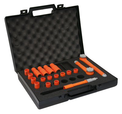[MS89V07] MS89V07 1000V Insulated socket set 3/8&quot; - 19 tools with ratchet spanners and extension
