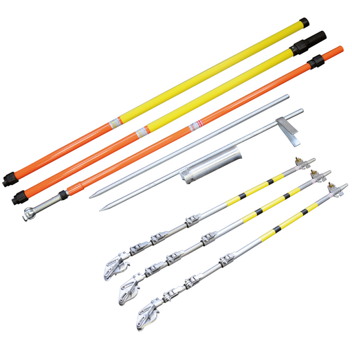 [PA3GTI] PA3GTI NEVERS Earthing and short-circuiting Complete set of equipment with 3-section metal sticks