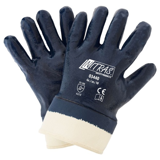 [N03440] N03440 Fully coated nitrile cotton gloves, canvas cuf