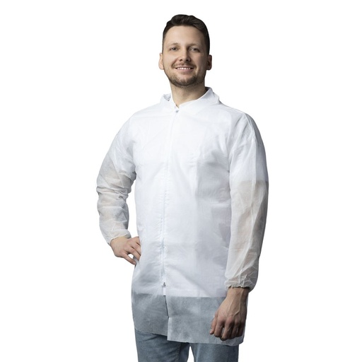 [N4520] N4520 PP visitor coat with zipper, inner pocket, shirt collar, individually packed in bags, white