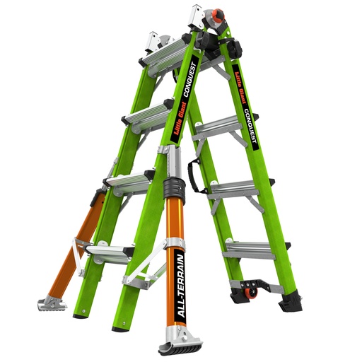 [17107EN] 16337EN CONQUEST 2.0, 4 x 4 Model - EN 131 - 150 kg Rated, Aluminum Articulated Extendable Ladder with ALL-TERRAIN Outriggers