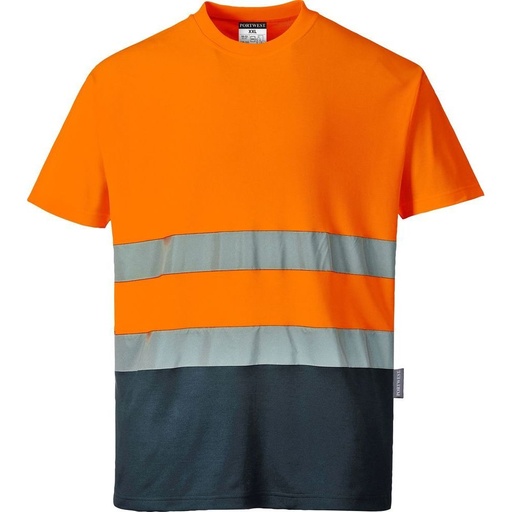 [S173] S173 Navy Two-Tone Cotton Comfort T-Shirt