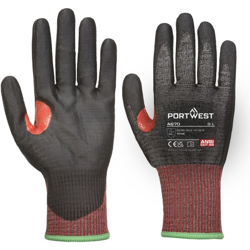 [A670] A670 PU Coated CS F13 Cut Glove, Cut (F)
