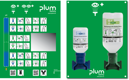 [4770] 4770 Combi-Station with 1x200ml pH Neutral+ 1x500ml Plum Eye Wash+ wall mount+ pictogram