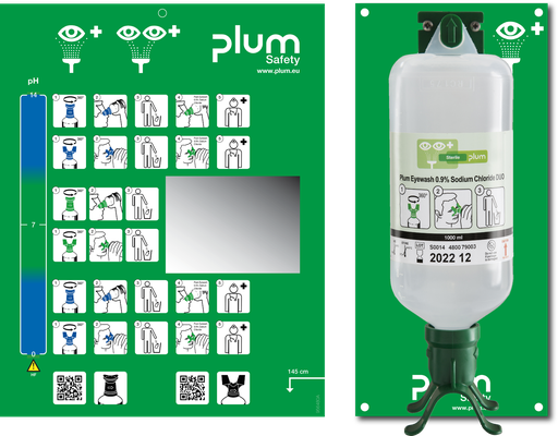 [4802] 4802 Station DUO with 1x1000ml Plum DUO Eye Wash+ wall mount+ pictogram