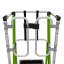 Safety Cage® 2.0 - EN 131 - 150 kg Rated, Fiberglass Electrical Insulated Platform Ladder with Wheels, GROUND CUE and Adjustable Outriggers