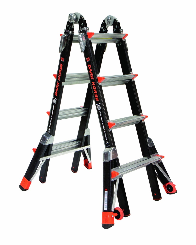 15147EN DARK HORSE, 4 x 4 Model - EN 131 - 150 kg Rated, Fiberglass Articulated Extendable Ladder