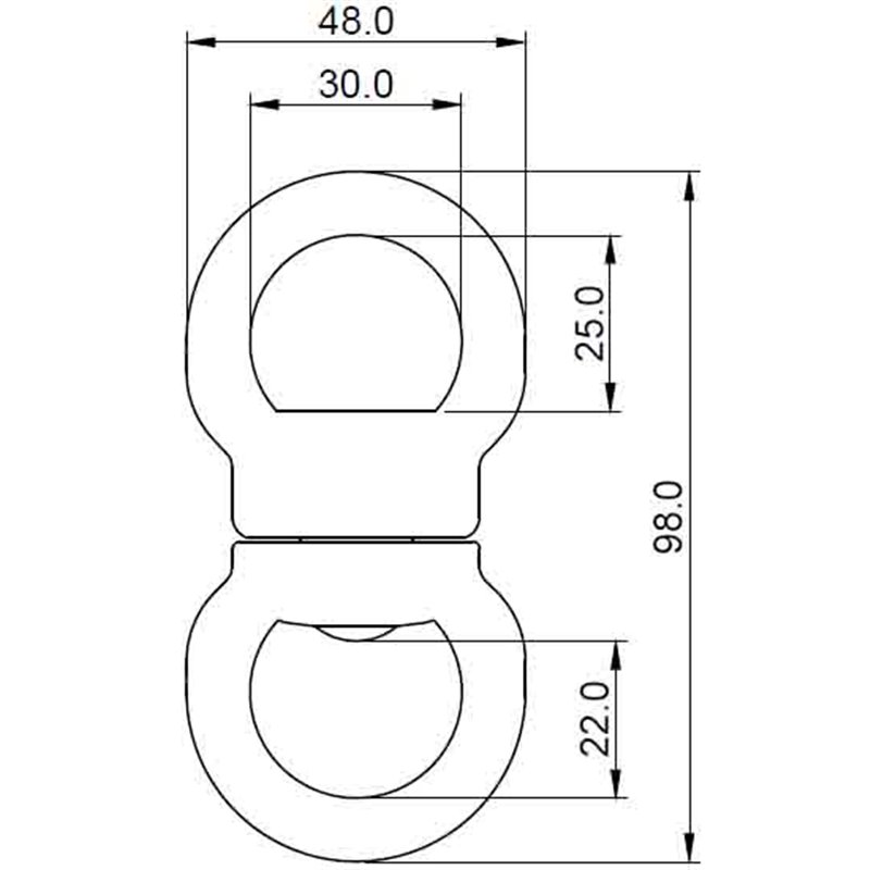 FA5050000 GIROS 1, Aluminum swivel on ball bearings, 25 mm diameter rings