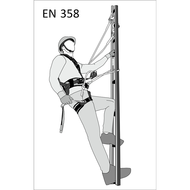 FA 40 906 - Kernmantle Work positioning lanyard (maxi length 5m &amp; 10m), with a rope grab adjuster, with 1 steel snap hook and 1 steel screw-locking karabiner