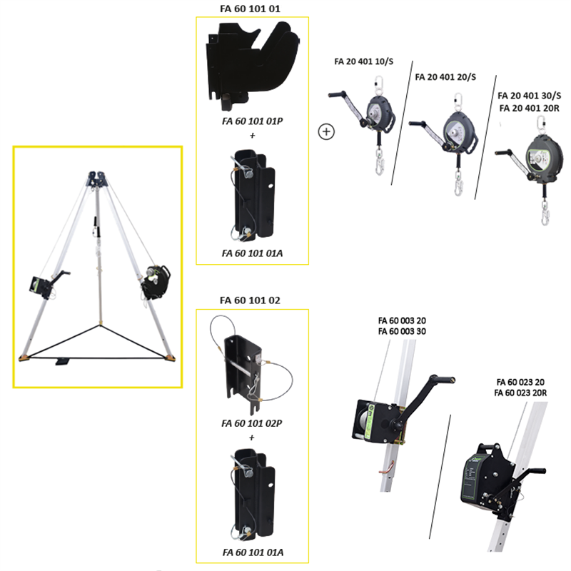 FA6010100 ATEX Tripod 7 ft. with double head mounted pulleys