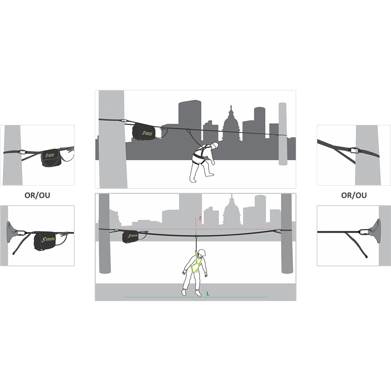 FA 60 007 00 - Horizontal webbing temporary lifeline for 2 users