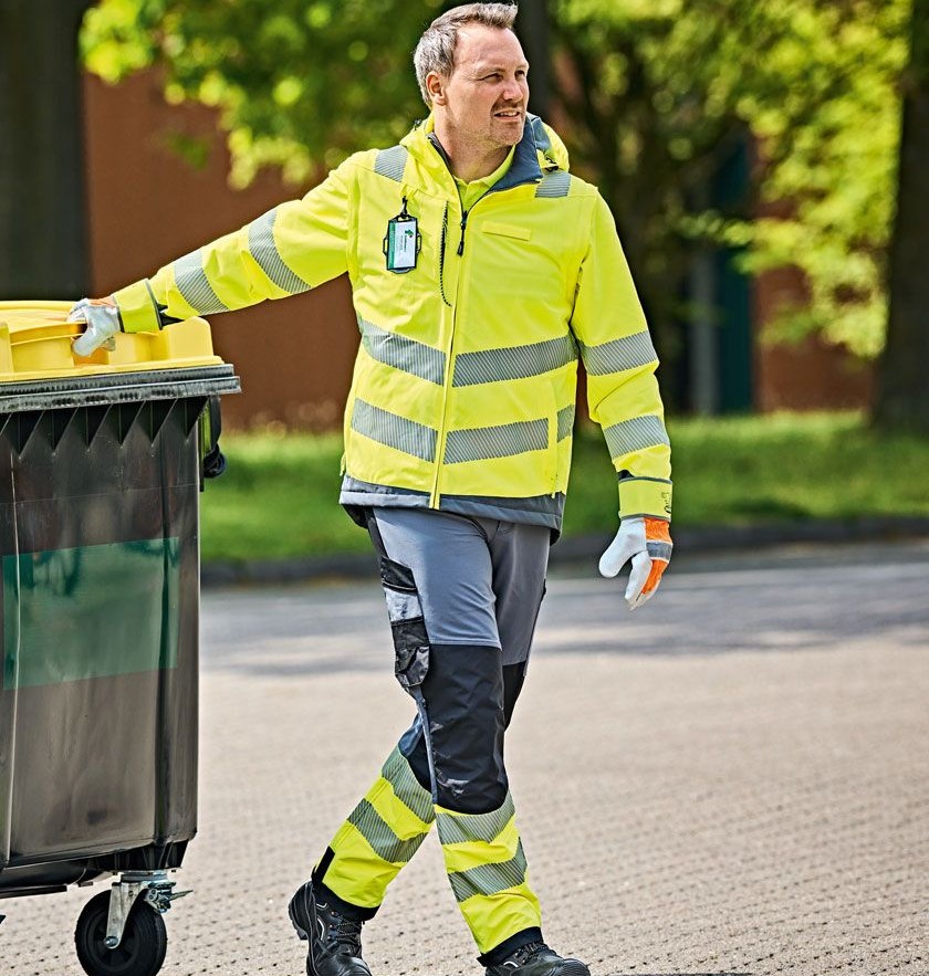 ANDOMAR/HADEMAR Hi-Vis 2-in-1 Padded Waterproof Breathable Softshell (3L), Segmented tape