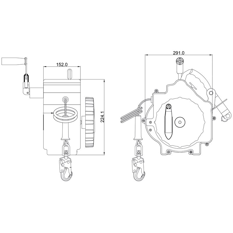 FA 60 033 18 - Horizontal Temporary Lifeline in wire rope, for 2 users, max length 18 mtr COOL LINE 1