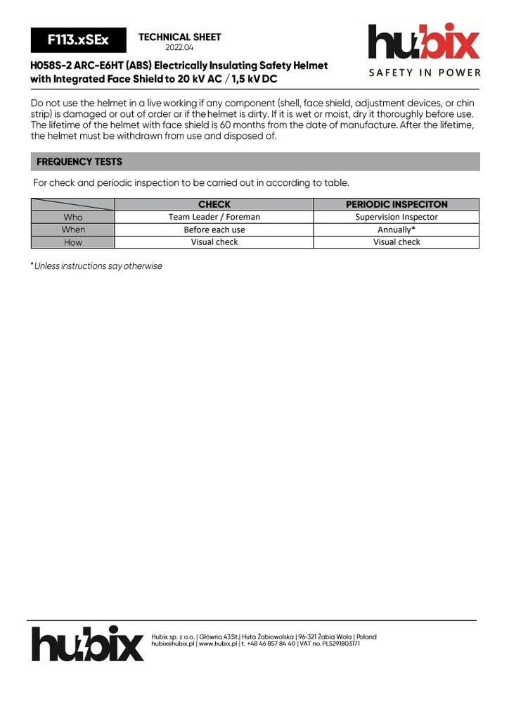 SECRA-2 Electrically insulating helmet with face shield APC 2,  Class E (20 kV AC), Class 0 (1000V AC/1500V DC)
