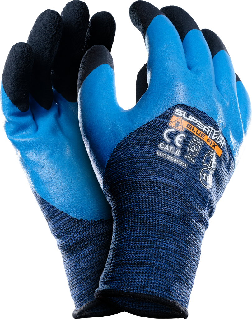 SUPER TECH BLUE FIX Double Latex Coated Safety work gloves