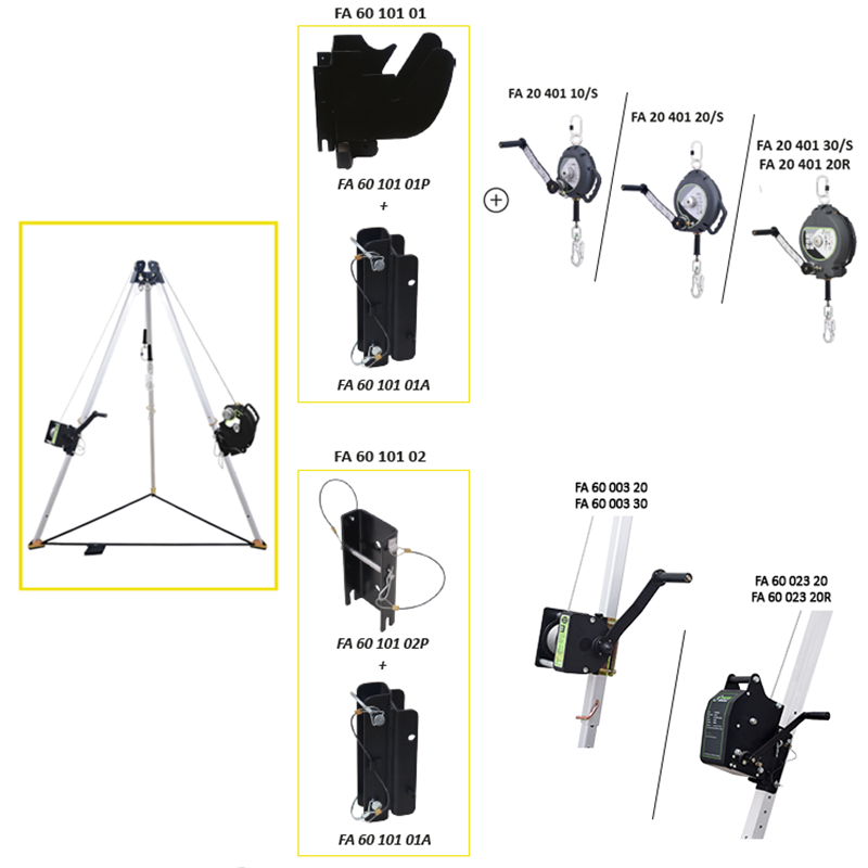 FA 60 101 00 ATEX Tripod 7 ft. with double head mounted pulleys