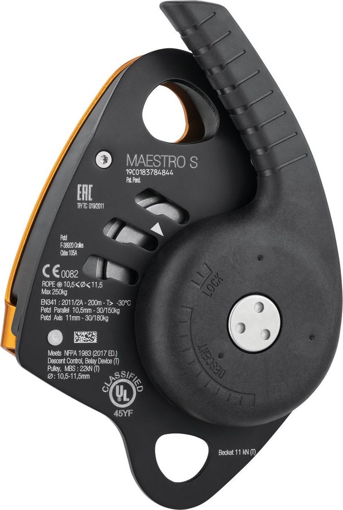 D024AA00 MAESTRO® S Descender with integrated progress-capture pulley for loads up to 250 kg