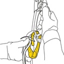 P74 ROLLCLIP A Pulley-carabiner that facilitates installation of the rope when pulley is connected to the anchor