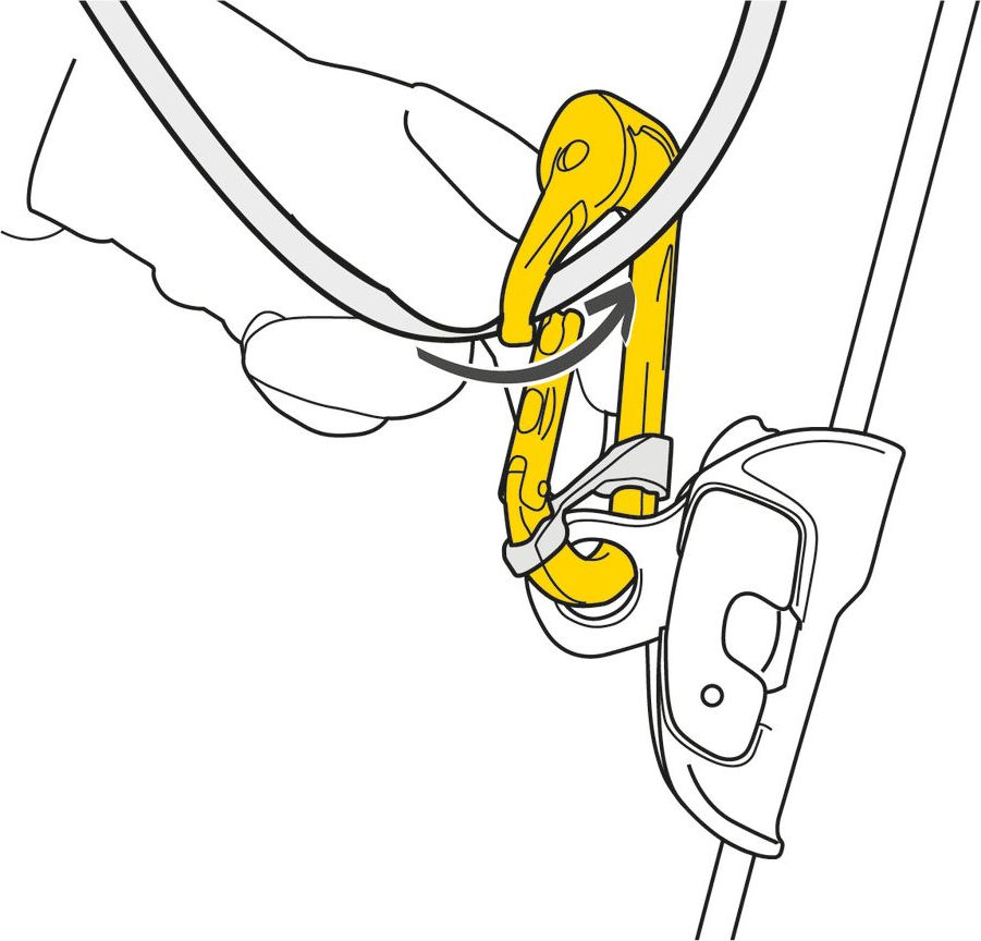 P74 ROLLCLIP A Pulley-carabiner that facilitates installation of the rope when pulley is connected to the anchor