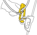P74 ROLLCLIP A Pulley-carabiner that facilitates installation of the rope when pulley is connected to the anchor