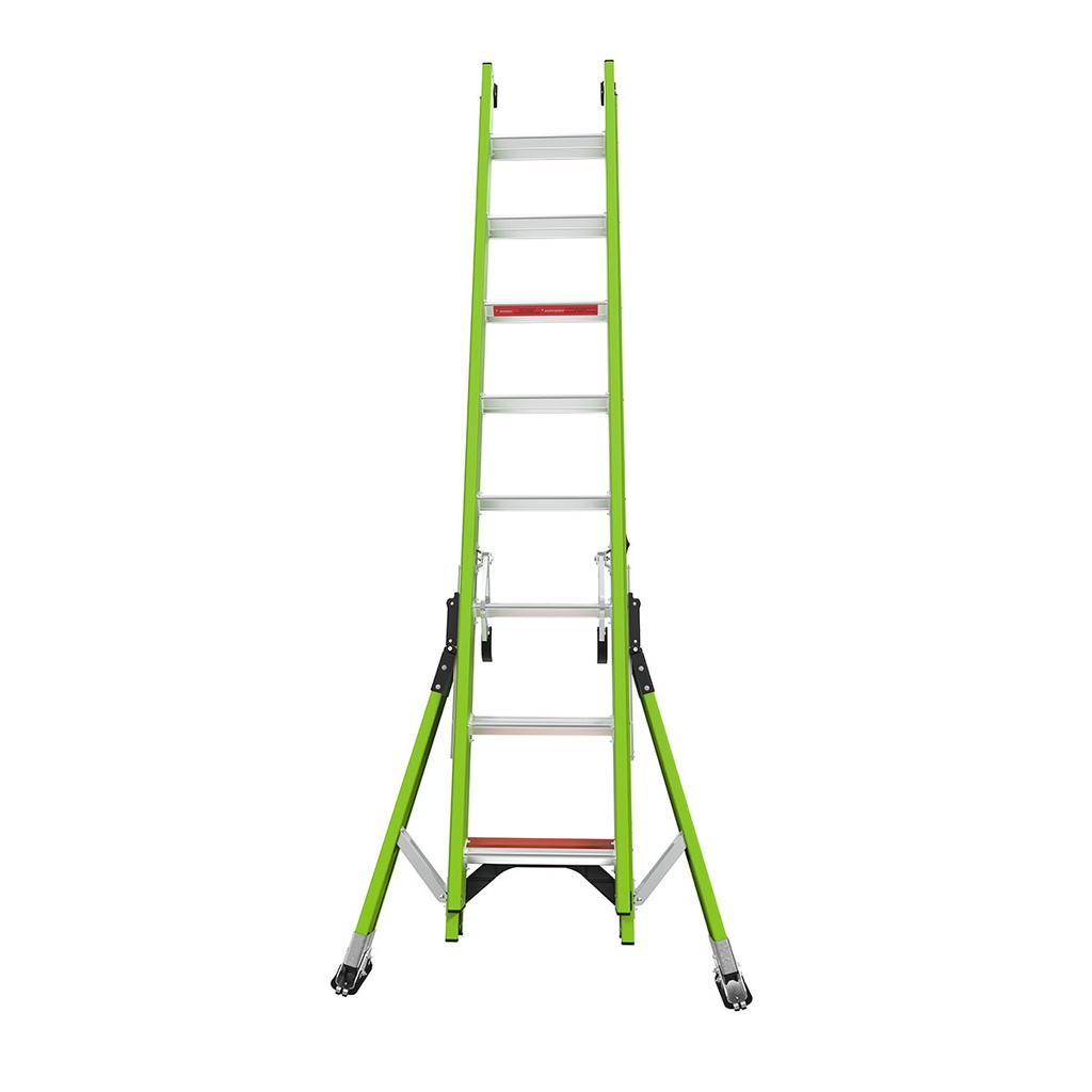 17216EN SUMOSTANCE with HYPERLITE Technology, 2 x 8 rungs - EN 131 - 150 kg Rated, Fiberglass Extension Ladder with GROUND CUE and Pole Strap