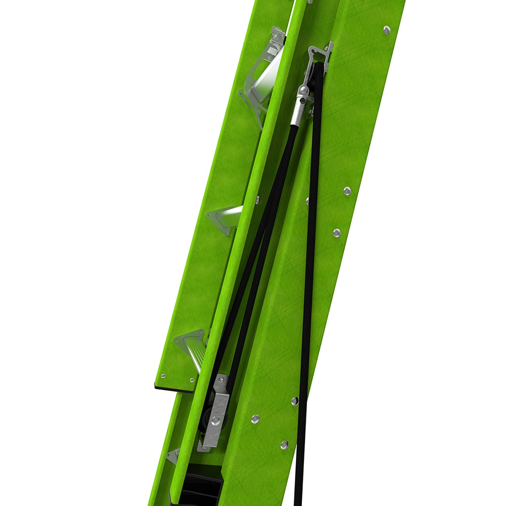 17216EN SUMOSTANCE with HYPERLITE Technology, 2 x 8 rungs - EN 131 - 150 kg Rated, Fiberglass Extension Ladder with GROUND CUE and Pole Strap