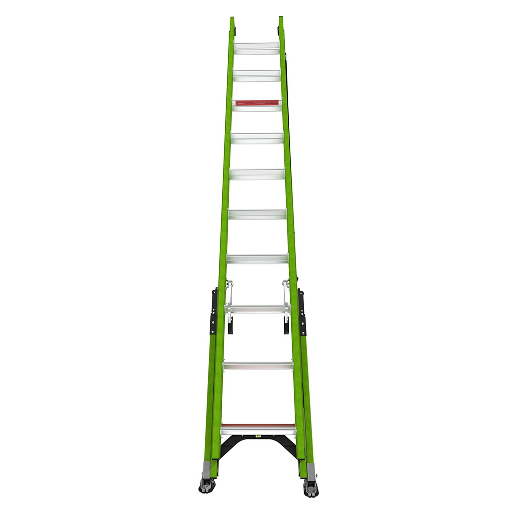 17220EN SUMOSTANCE with HYPERLITE Technology, 2 x 10 rungs - EN 131 - 150 kg Rated, Fiberglass Extension Ladder with GROUND CUE and Pole Strap