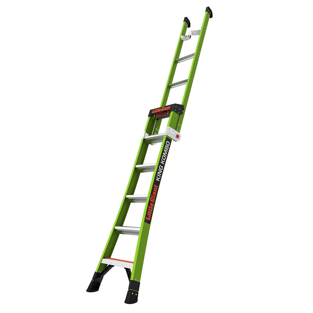 13610 KING KOMBO Industrial, 6' 170 kg Rated, Fiberglass 3-in-1 All-Access Combination Ladder with Rotating Wall Pad, V-Rung Corner Pad, GROUND CUE, and Heavy-Duty Feet