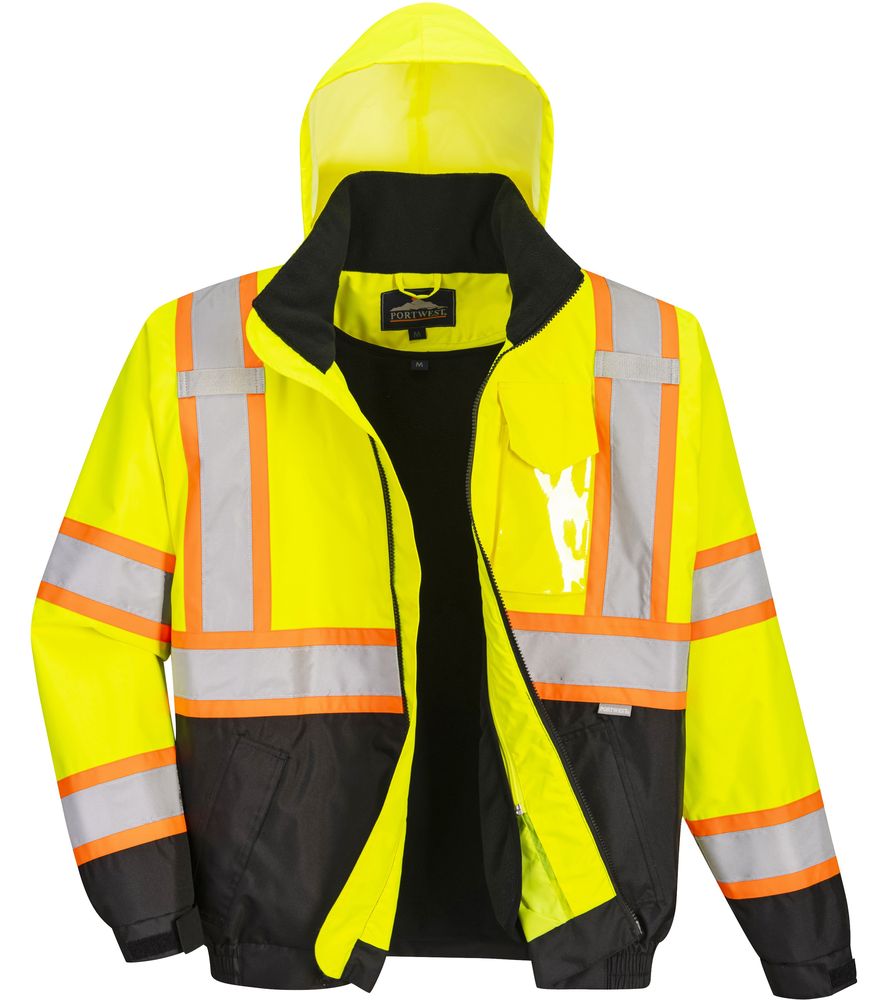 US367 Hi-Vis 2-in-1 Contrast Tape Bomber Jacket