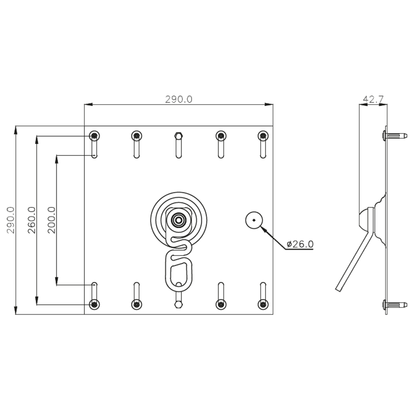 FA6004200 KORI Anchorage plate with swivel for trapezoidal roof sheet