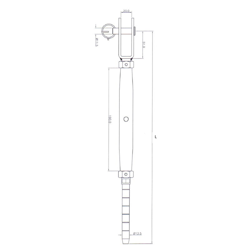 FA6020300 Swaging tensioner for horizontal wire rope lifeline KS-Line (KS 4000)