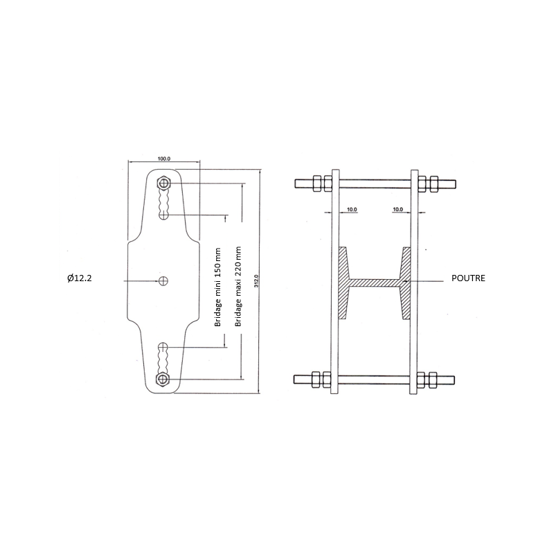 FA60211D Galvanized steel rigid post with clamps for horizontal wire ropelifeline KS 4000 (copy)