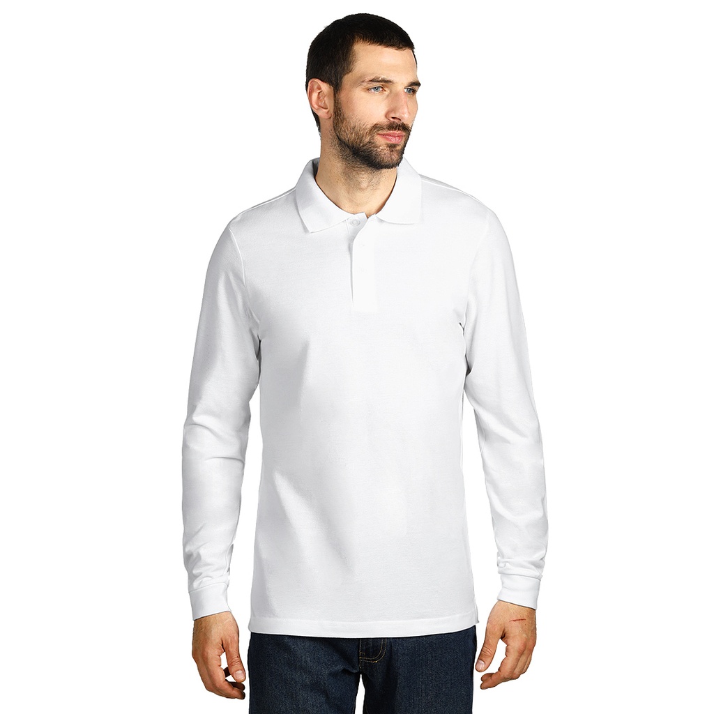 52.004.90 GATOR, Men`s long sleeved polo shirt, 100% Pambuk, 200 g/m2, e bardhe