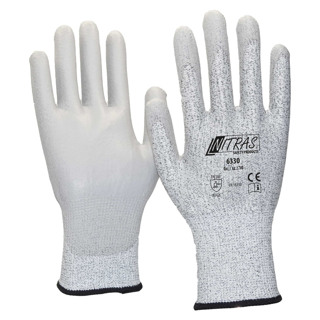N6330 Cut protection PU coated gloves, level C, Antistatic