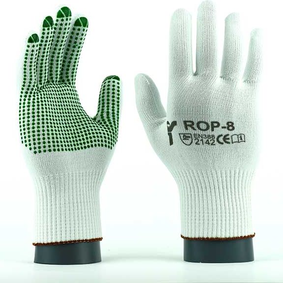 ROPV  Gloves 100% polyamide, dustless (gauge 13) PVC dotted