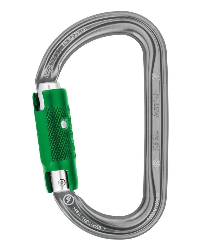 M34A PL Am’D PIN-LOCK Asymmetrical aluminum carabiner, unlocks with a tool